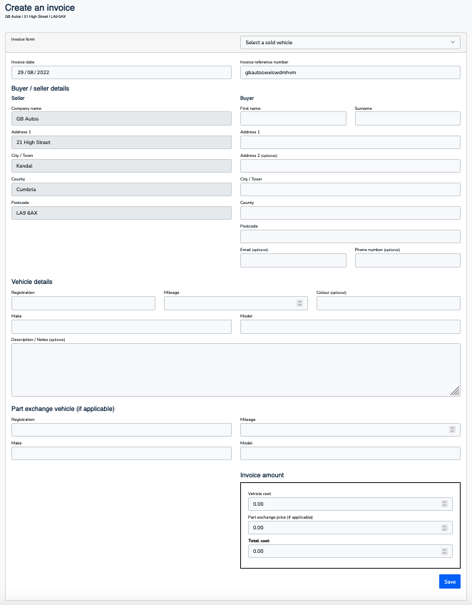 Revolution Dealers invoice form